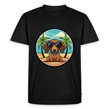 Lunettes de soleil de dessin animé de race de chien teckel miniature - T-shirt Premium bio Homme - noir - Devant - Nico (187cm)