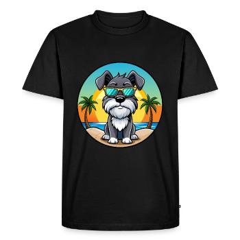 Mittelschnauzer Dog Breed Cartoon Sunglasses Beach - Men's Premium Organic T-Shirt - black - Front - Nico (187cm)