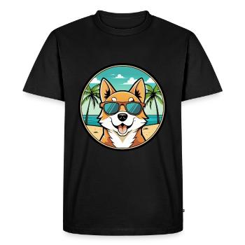 Lundehund Chien Race Dessin Animé Lunettes de soleil Plage - T-shirt Premium bio Homme - noir - Devant - Nico (187cm)