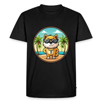 Milieu Asiatique Ovtcharka Chien Race Dessin Animé Plage - T-shirt Premium bio Homme - noir - Devant - Nico (187cm)