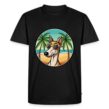 Vieux lévrier croate race de chien dessin animé plage - T-shirt Premium bio Homme - noir - Devant - Nico (187cm)