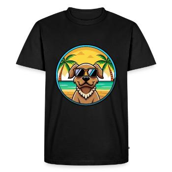 Pudelpointer Dog Breed Cartoon Sunglasses Beach - Men's Premium Organic T-Shirt - black - Front - Nico (187cm)
