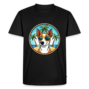 Smooth Fox Terrier Dog Breed Cartoon Sunglasses - Men's Premium Organic T-Shirt - black - Front - Nico (187cm)