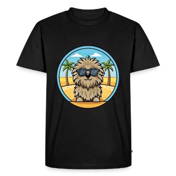 Puli Dog Breed Cartoon Sunglasses Beach - Men's Premium Organic T-Shirt - black - Front - Nico (187cm)