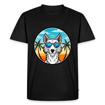 Chien-loup russe race de chien dessin animé lunettes de soleil plage - T-shirt Premium bio Homme - noir - Devant - Nico (187cm)