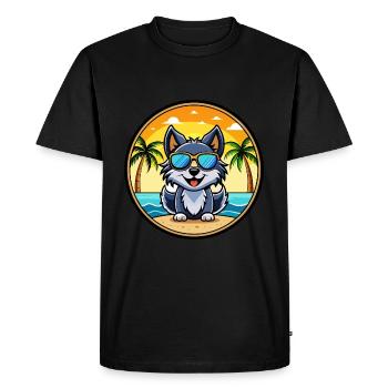 Schipperke Dog Breed Cartoon Sunglasses Beach - Men's Premium Organic T-Shirt - black - Front - Nico (187cm)