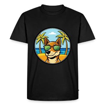 Chien de chasse tricolore serbe race de dessin animé plage - T-shirt Premium bio Homme - noir - Devant - Nico (187cm)