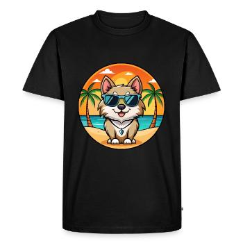 Suédois Lapon Race Chien Dessin Animé Lunettes De Soleil Plage - T-shirt Premium bio Homme - noir - Devant - Nico (187cm)