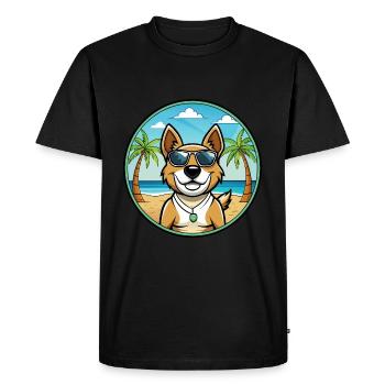 Teddy Roosevelt Terrier Race Chien Dessin Animé Plage - T-shirt Premium bio Homme - noir - Devant - Nico (187cm)