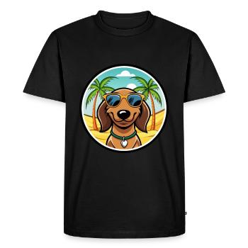 Teckel de Westphalie Race De Chien Dessin Animé Plage - T-shirt Premium bio Homme - noir - Devant - Nico (187cm)