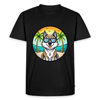 Chien d’élan suédois race dessin animé lunettes de soleil plage - T-shirt Premium bio Homme - noir - Devant - Nico (187cm)