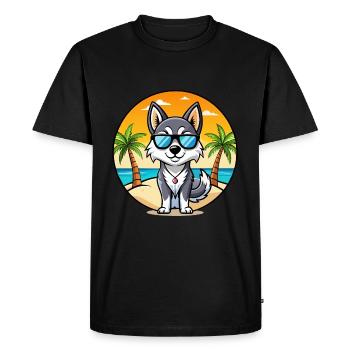 Alaskan Klee Kai Dog Breed Cartoon Sunglass Beach - Men's Premium Organic T-Shirt - black - Front - Nico (187cm)
