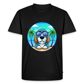 Blue Gascony Basset Dog Breed Cartoon Sunglasses - Men's Premium Organic T-Shirt - black - Front - Nico (187cm)