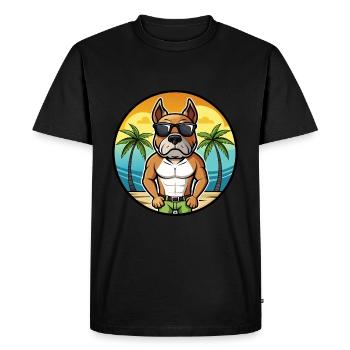 Bull Boxer Chien Race Dessin Animé Lunettes De Soleil Plage - T-shirt Premium bio Homme - noir - Devant - Nico (187cm)