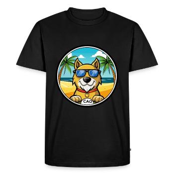 Cao De Gado Transmontano Race Chien Dessin Animé Plage - T-shirt Premium bio Homme - noir - Devant - Nico (187cm)