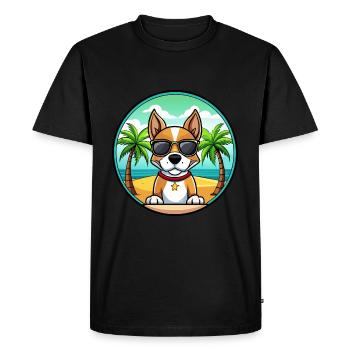 Terrier brésilien chien race dessin animé lunettes de soleil plage - T-shirt Premium bio Homme - noir - Devant - Nico (187cm)