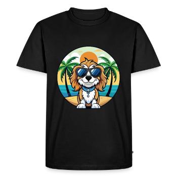 Cavalier Chien Race Dessin Animé Lunettes de Soleil Plage - T-shirt Premium bio Homme - noir - Devant - Nico (187cm)