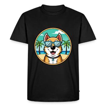 Berger d’Asie centrale Race Cartoon Beach - T-shirt Premium bio Homme - noir - Devant - Nico (187cm)
