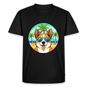 Corgi Dog Breed Cartoon Sunglasses Beach - Men's Premium Organic T-Shirt - black - Front - Nico (187cm)
