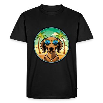Teckel Chien Race Dessin Animé Lunettes De Soleil Plage - T-shirt Premium bio Homme - noir - Devant - Nico (187cm)