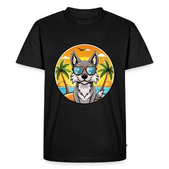 Czechoslovak Wolfdog Breed Cartoon Sunglass Beach - Men's Premium Organic T-Shirt - black - Front - Nico (187cm)