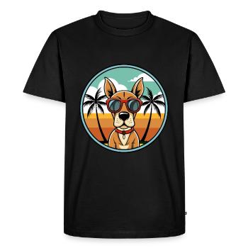 French Gascony Pointer Dog Breed Cartoon Beach - Men's Premium Organic T-Shirt - black - Front - Nico (187cm)