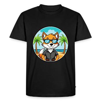 English Foxhound Dog Breed Cartoon Sunglass Beach - Men's Premium Organic T-Shirt - black - Front - Nico (187cm)