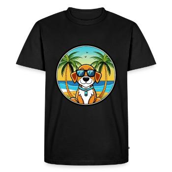 Lunettes de soleil de dessin animé de race de chien de Bretagne française plage - T-shirt Premium bio Homme - noir - Devant - Nico (187cm)