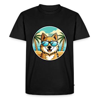 Lunettes de soleil de dessin animé de race de chien Spitz allemand plage - T-shirt Premium bio Homme - noir - Devant - Nico (187cm)