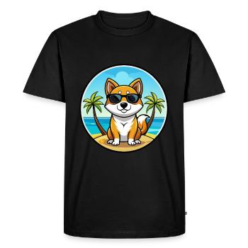 Korean Jindo Dog Breed Cartoon Sunglasses Beach - Men's Premium Organic T-Shirt - black - Front - Nico (187cm)