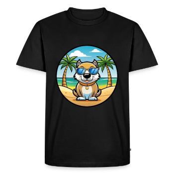 Milieu Asiatique Ovtcharka Chien Race Dessin Animé Plage - T-shirt Premium bio Homme - noir - Devant - Nico (187cm)