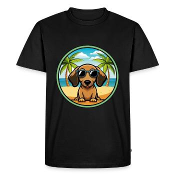 Lunettes de soleil de dessin animé de race de chien teckel miniature - T-shirt Premium bio Homme - noir - Devant - Nico (187cm)