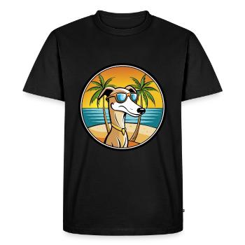 Vieux lévrier croate race de chien dessin animé plage - T-shirt Premium bio Homme - noir - Devant - Nico (187cm)