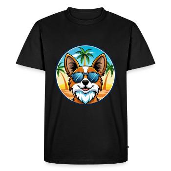 Papillon Chien Race Dessin Animé Lunettes de Soleil Plage - T-shirt Premium bio Homme - noir - Devant - Nico (187cm)