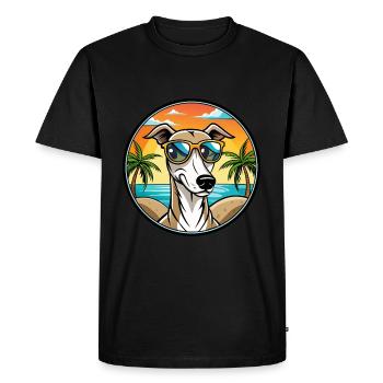 Lévrier polonais race chien dessin animé lunettes de soleil plage - T-shirt Premium bio Homme - noir - Devant - Nico (187cm)