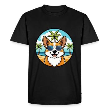 Pembroke Welsh Corgi Dog Breed Cartoon Sunglasses - Men's Premium Organic T-Shirt - black - Front - Nico (187cm)
