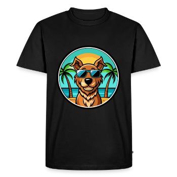 Pudelpointer Dog Breed Cartoon Sunglasses Beach - Men's Premium Organic T-Shirt - black - Front - Nico (187cm)