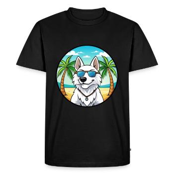 White Shepherd Dog Breed Cartoon Sunglasses Beach - Men's Premium Organic T-Shirt - black - Front - Nico (187cm)