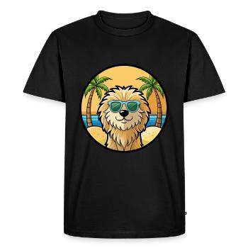 Puli Dog Breed Cartoon Sunglasses Beach - Men's Premium Organic T-Shirt - black - Front - Nico (187cm)
