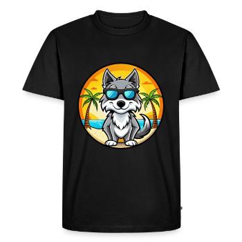 Saarloos Wolfdog Breed Cartoon Lunettes de soleil Beach - T-shirt Premium bio Homme - noir - Devant - Nico (187cm)