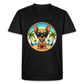 Russian Toy Terrier Dog Breed Cartoon Sunglasses - Men's Premium Organic T-Shirt - black - Front - Nico (187cm)