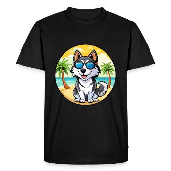 Siberian Husky Chien Race Dessin Animé Lunettes De Soleil Plage - T-shirt Premium bio Homme - noir - Devant - Nico (187cm)