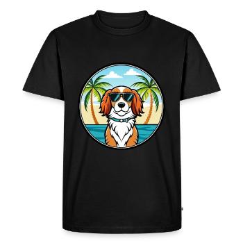 Welsh Springer Spaniel Chien Race Cartoon Beach - T-shirt Premium bio Homme - noir - Devant - Nico (187cm)