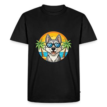 Chien d’élan suédois race dessin animé lunettes de soleil plage - T-shirt Premium bio Homme - noir - Devant - Nico (187cm)
