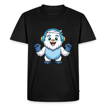 Yeti Funny Cartoon Character Musique de casque - T-shirt Premium bio Homme - noir - Devant - Nico (187cm)