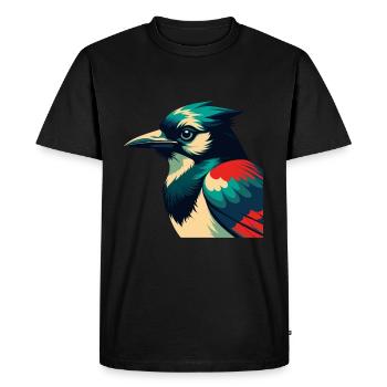 Geai bleu personnage de dessin animé animal de compagnie coloré - T-shirt Premium bio Homme - noir - Devant - Nico (187cm)
