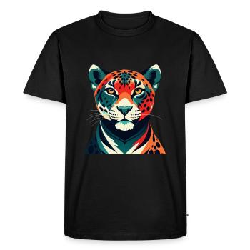 Leopard Cartoon Character Colorful Pet Animal - Men's Premium Organic T-Shirt - black - Front - Nico (187cm)