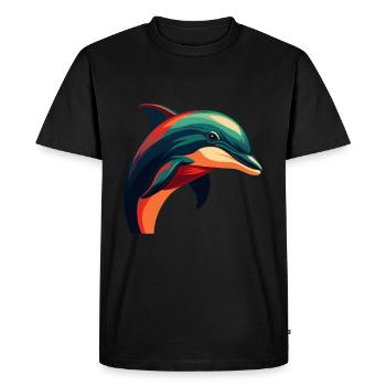 Dolphin Cartoon Character Colorful Pet Animal - Men's Premium Organic T-Shirt - black - Front - Nico (187cm)