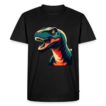 Dinosaure Dessin animé Personnage Animal de compagnie coloré - T-shirt Premium bio Homme - noir - Devant - Nico (187cm)