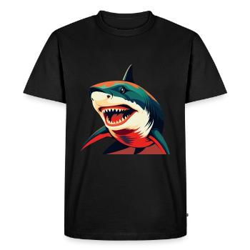 Requin Dessin Animé Personnage Animal De Compagnie Coloré - T-shirt Premium bio Homme - noir - Devant - Nico (187cm)